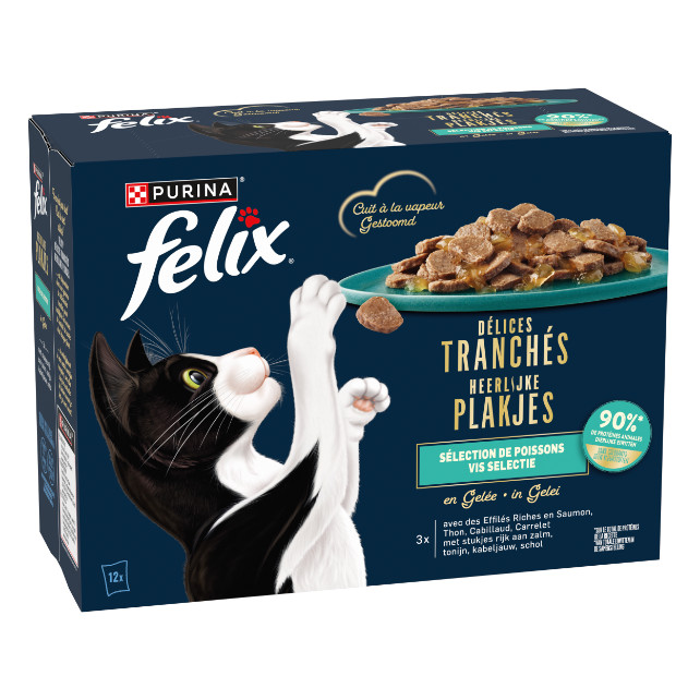 Felix Heerlijke Plakjes Vis Selectie natvoer kat (12x80 g)
