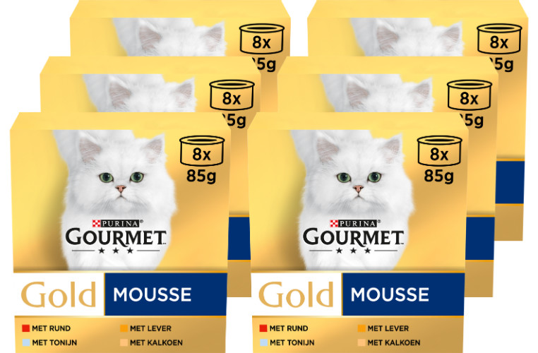 Gourmet Gold Mousse con tonno, fegato, tacchino, manzo per gatto (85 g)
