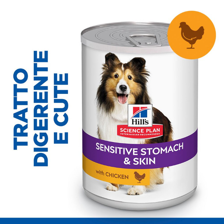 Hill's Adult Sensitive Stomach & Skin nat hondenvoer met kip blik