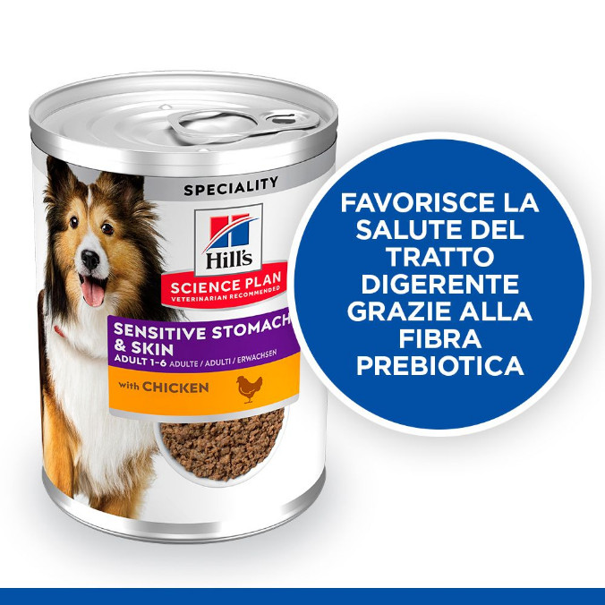 Hill's Adult Sensitive Stomach & Skin nat hondenvoer met kip blik