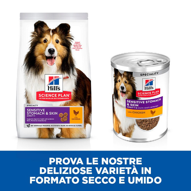 Hill's Adult Sensitive Stomach & Skin nat hondenvoer met kip blik