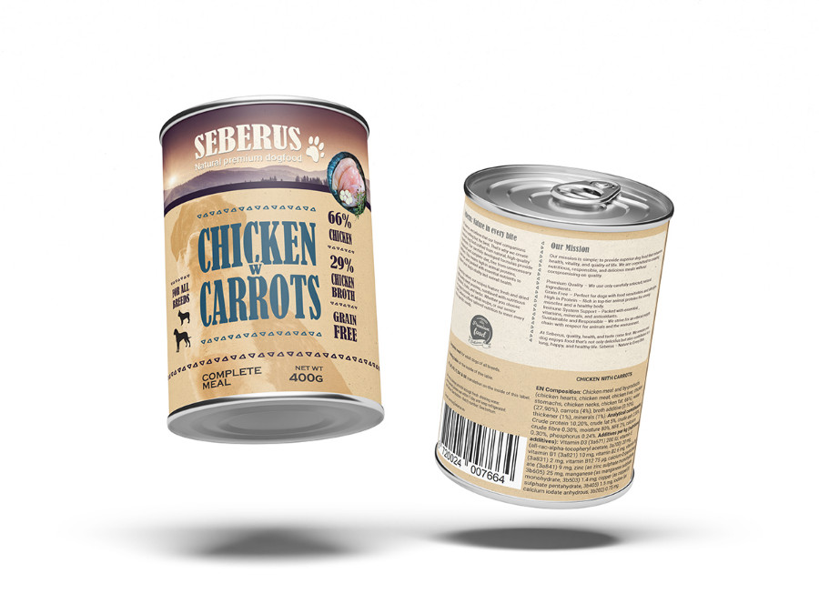 Seberus Chicken w/Carrots cibo umido senza cereali per cani