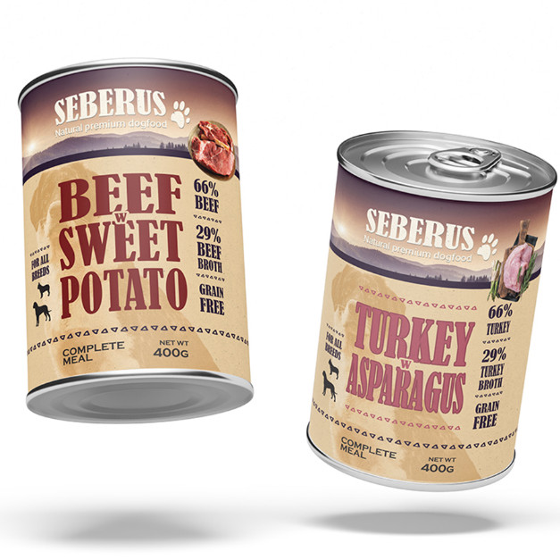 Seberus Beef & Turkey cibo umido per cani senza cereali - confezione mista