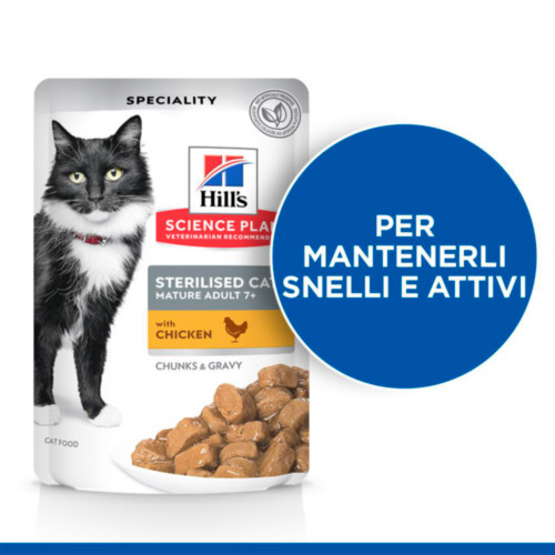 Hill's Mature Adult 7+ Sterilised Cat nat kattenvoer met kip en oceaanvis maaltijdzakje combipack