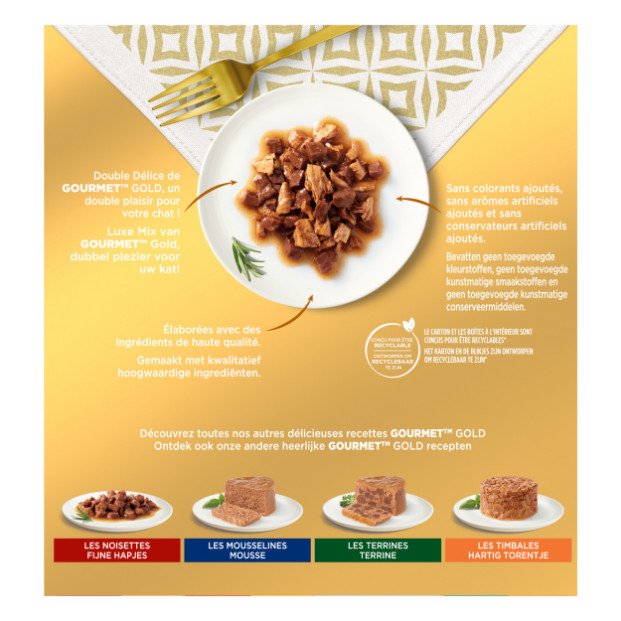 Gourmet Gold Luxe Mix pacco da 8 cibo umido per gatti (85 g)