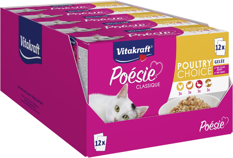 Vitakraft Poésie Classique Poultry Choice in gelei natvoer kat (12 x 85 g)
