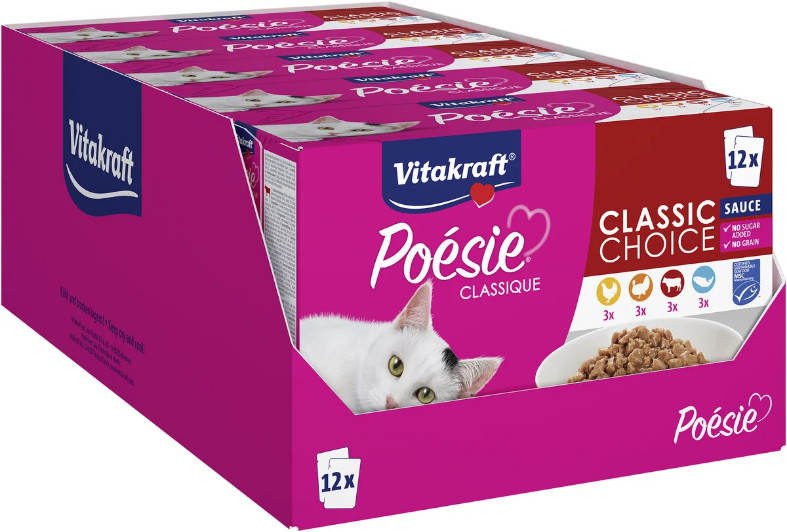 Vitakraft Poésie Classique Classic Choice in saus natvoer kat (12 x 85 g)