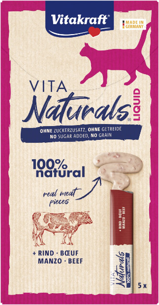 Vitakraft Vita Naturals Liquid kattensnack met rund (5 st.)
