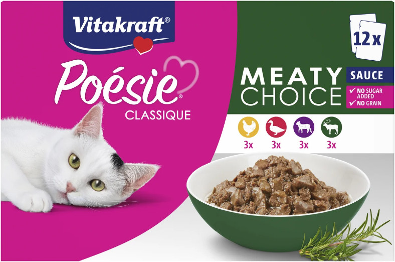 Vitakraft Poésie Classique Meaty Choice in saus natvoer kat (12 x 85 g)