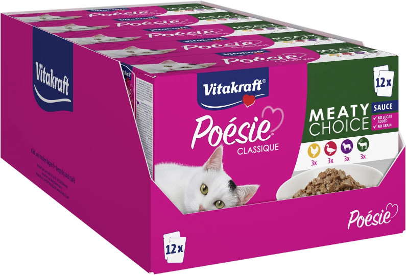 Vitakraft Poésie Classique Meaty Choice in saus natvoer kat (12 x 85 g)