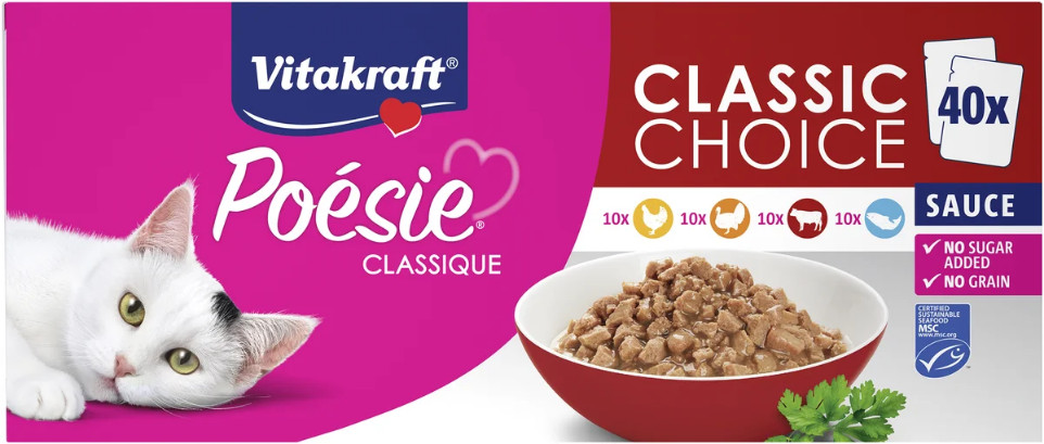 Vitakraft Poésie Classique Classic Choice in saus natvoer kat big pack (40 x 85 g)