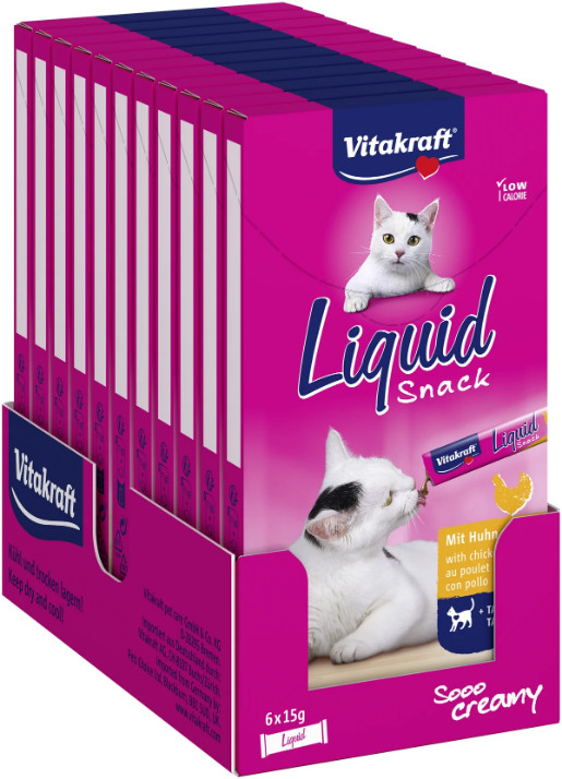 Vitakraft Liquid Snacks met kip kattensnack (6 x 15g)
