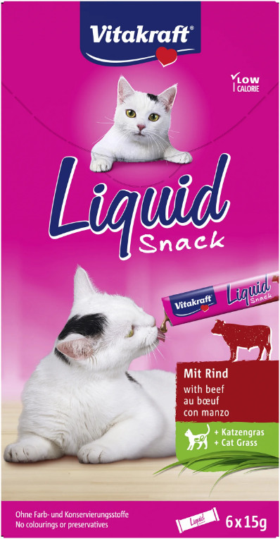 Vitakraft Liquid Snacks met rund kattensnack (6 x 15g)