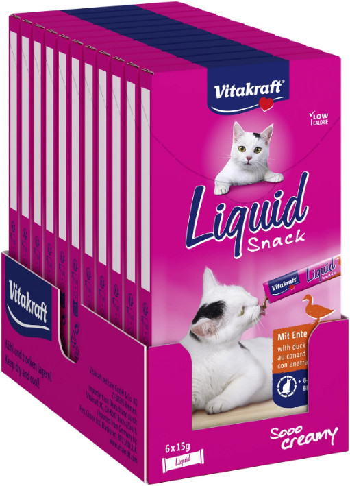 Vitakraft Liquid Snacks con anatra per gatto (6 x 15g)