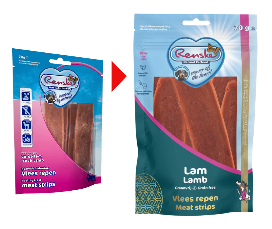 Renske Gezonde Beloning Hond - Vlees Repen Lam 70 gr