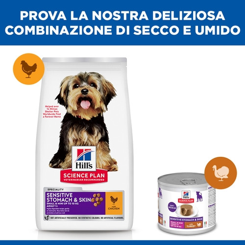 Hill´s Adult Sensitive Stomach & Skin Small & Mini Pollo per cane