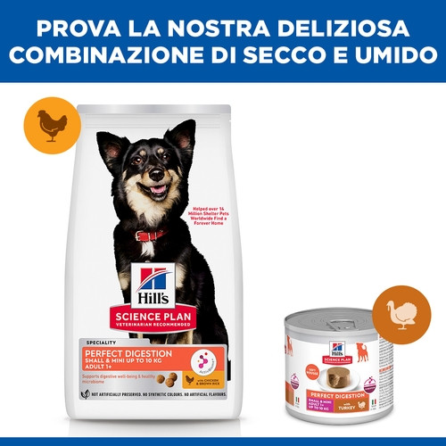 Hill's Adult Perfect Digestion Small&Mini met kip & bruine rijst hondenvoer