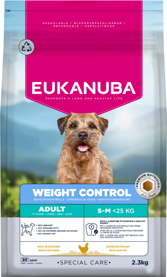 Eukanuba Special Care Adult Small Medium Weight Control per cane