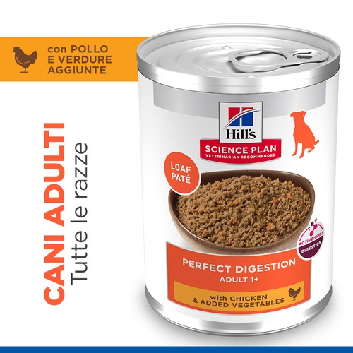 Hill's Adult Perfect Digestion con pollo cibo umido per cane 363g scatola