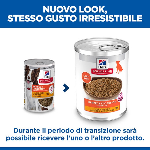 Hill's Adult Perfect Digestion con pollo cibo umido per cane 363g scatola