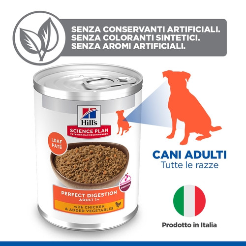 Hill's Adult Perfect Digestion con pollo cibo umido per cane 363g scatola
