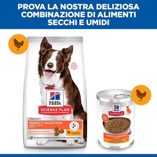 Hill's Adult Perfect Digestion con pollo cibo umido per cane 363g scatola