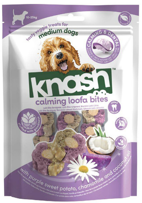 Knash Calming Woofa Bites met paarse zoete aardappel, kamille en kokosolie hondensnack
