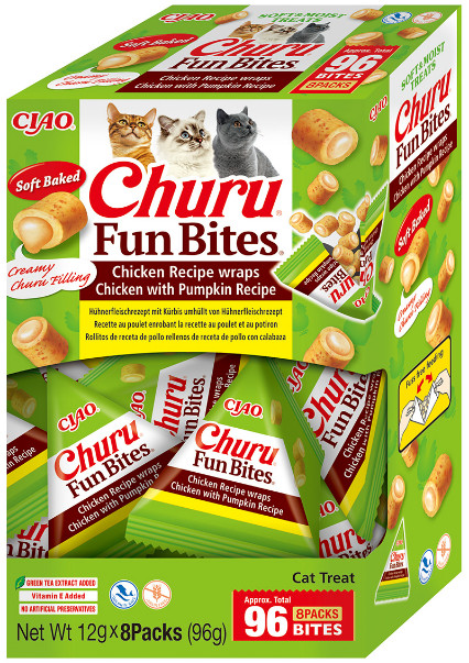Inaba Ciao Churu Fun Bites kip met pompoen kattensnack