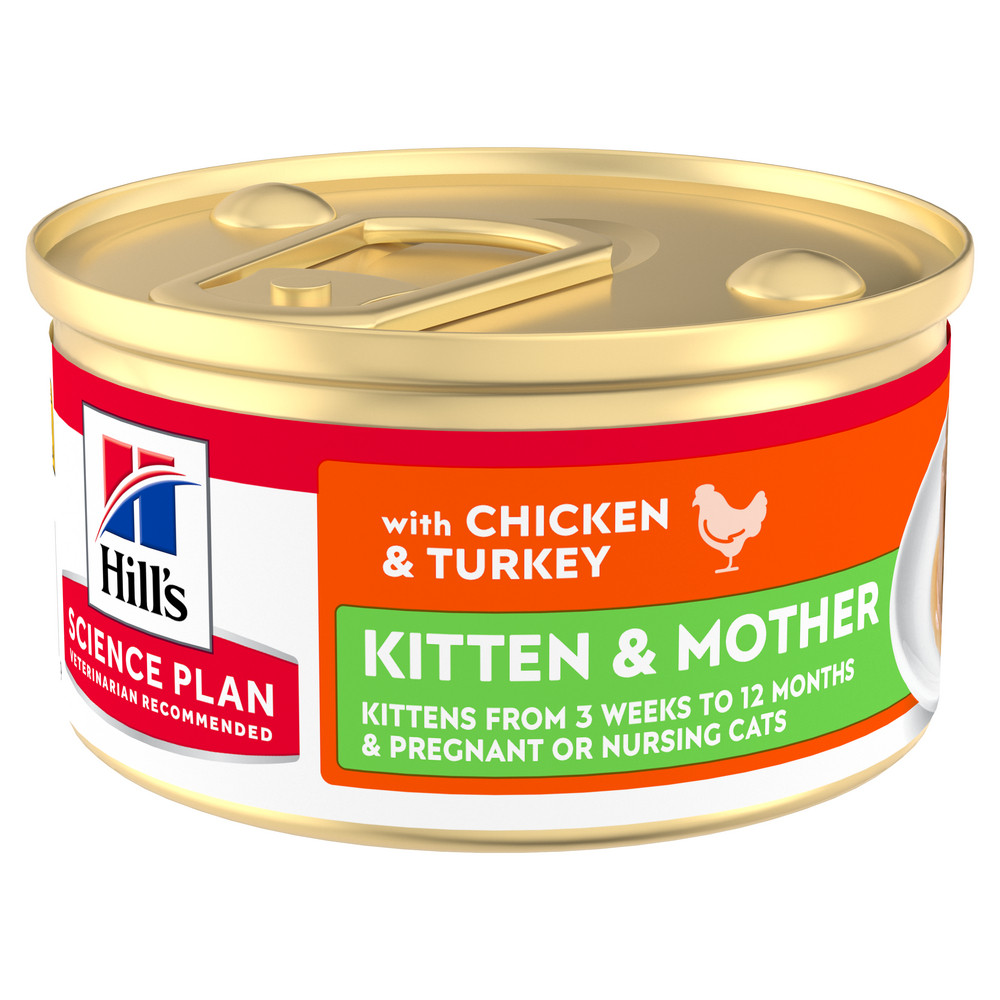 Hill's Kitten & Mother Tender Mousse nat kattenvoer met kip en kalkoen blik