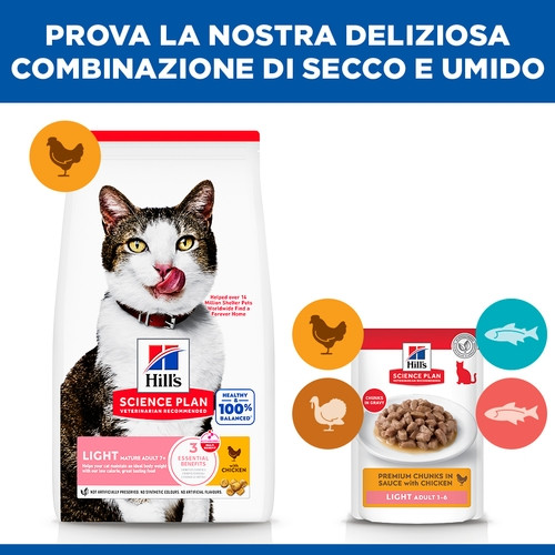 Hill’s Mature Adult 7+ Light per gatto con pollo