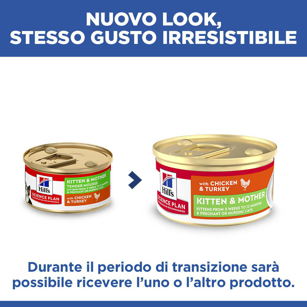 Hill's Kitten & Mother Tender Mousse nat kattenvoer met kip en kalkoen blik
