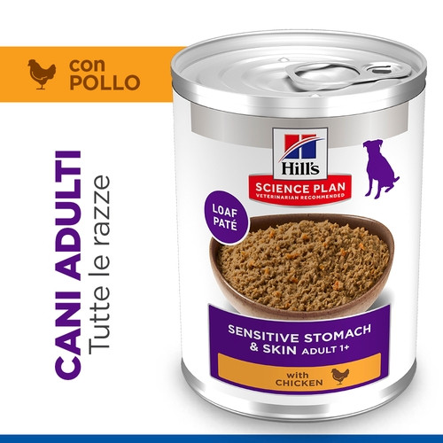Hill's Adult Sensitive Stomach & Skin nat hondenvoer met kip blik