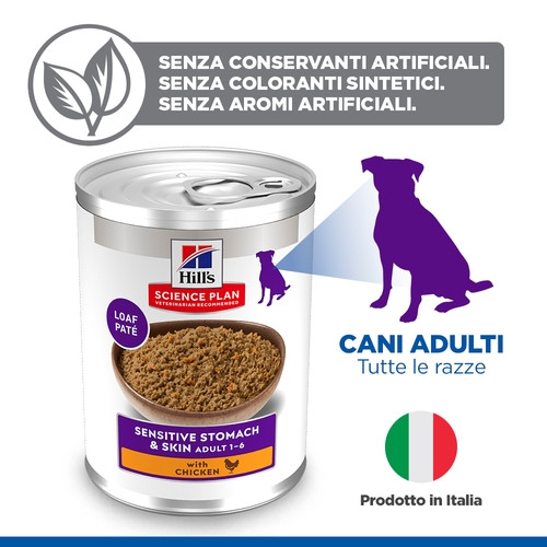 Hill's Adult Sensitive Stomach & Skin nat hondenvoer met kip blik