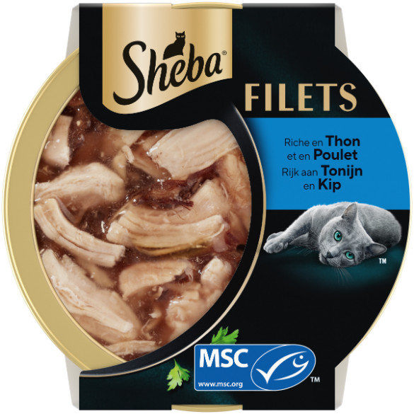 Sheba Filets met kip en tonijn in saus natvoer kat (kuipjes 60 g)