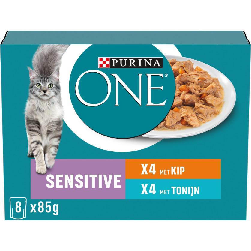 Purina One Sensitive met kip en tonijn natvoer kat