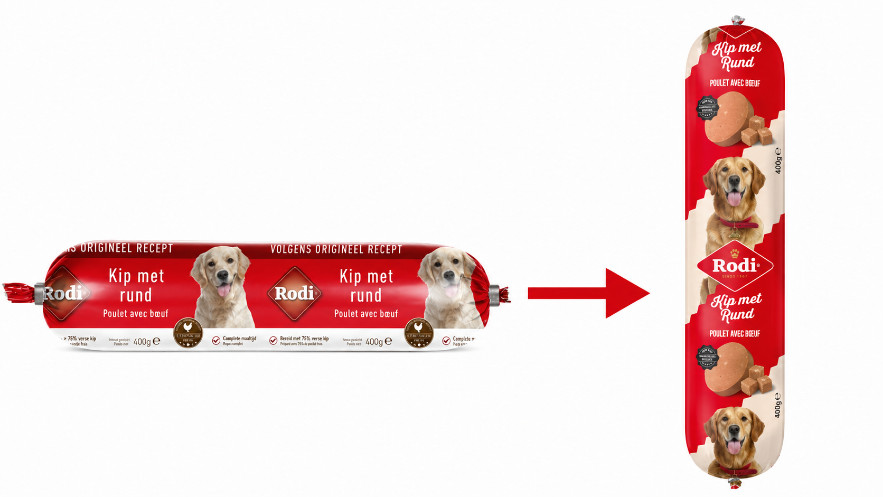 Rodi salsiccia con pollo e manzo per cane