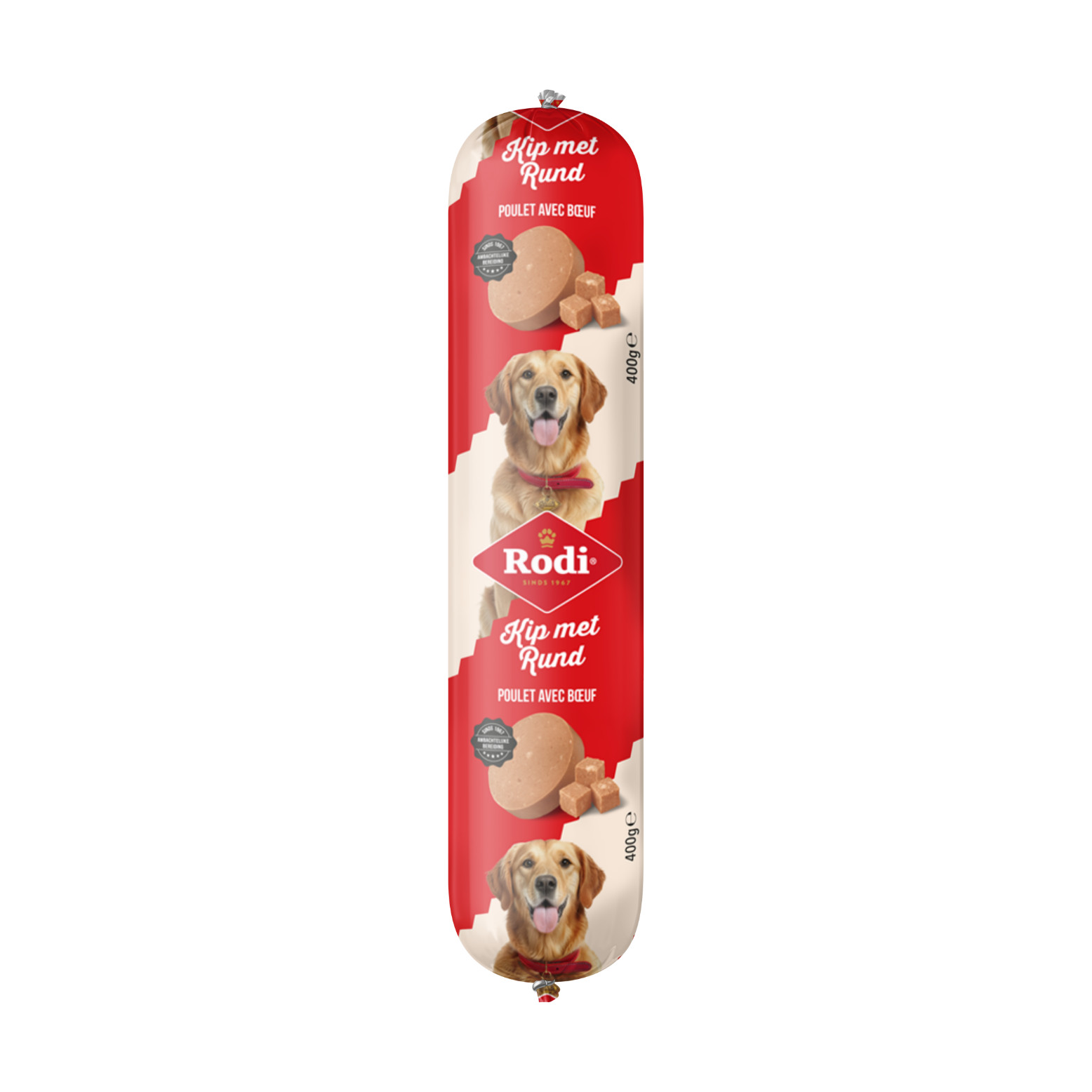 Rodi salsiccia con pollo e manzo per cane