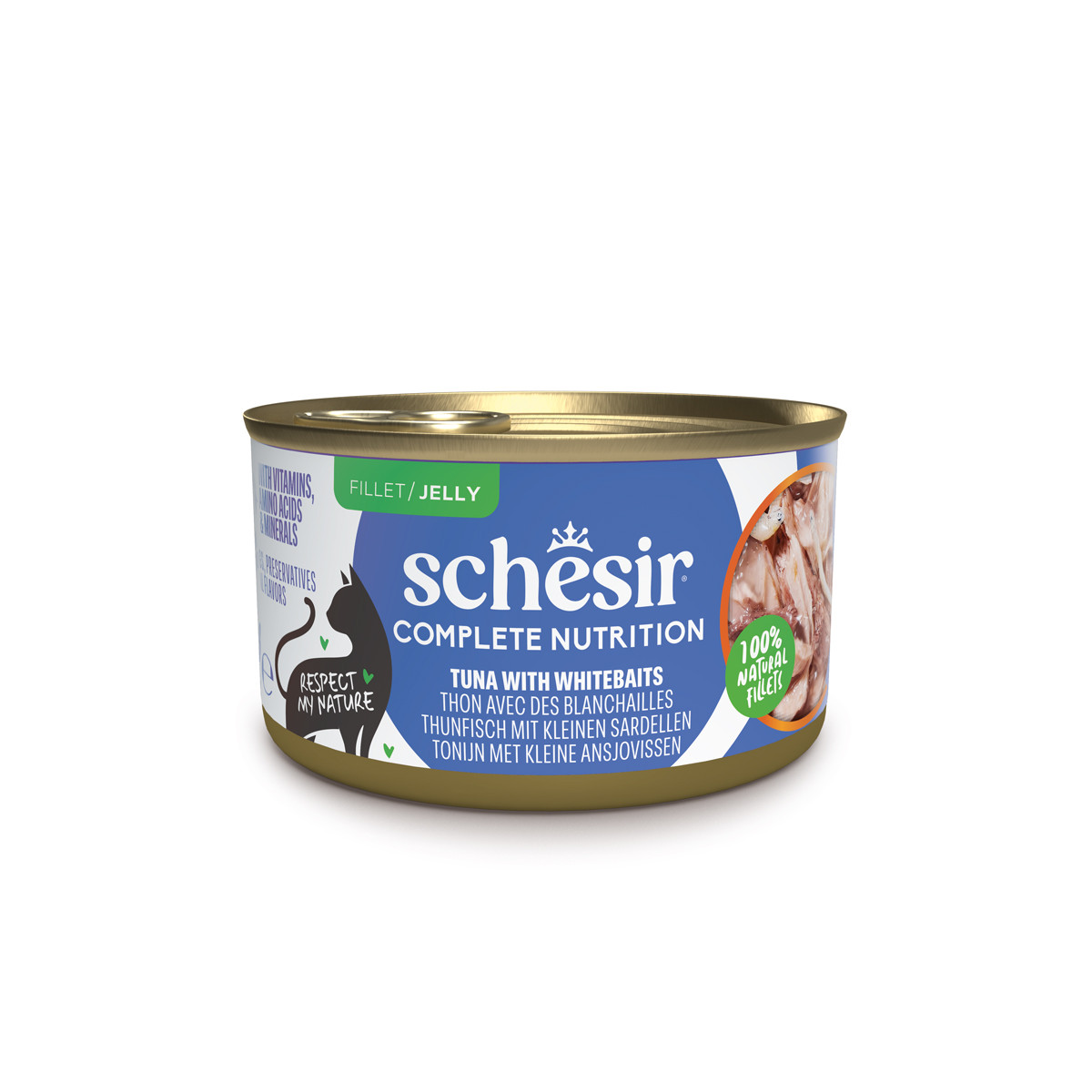 Schesir tonijn met kleine ansjovissen (jelly) natvoer kat (blikjes)