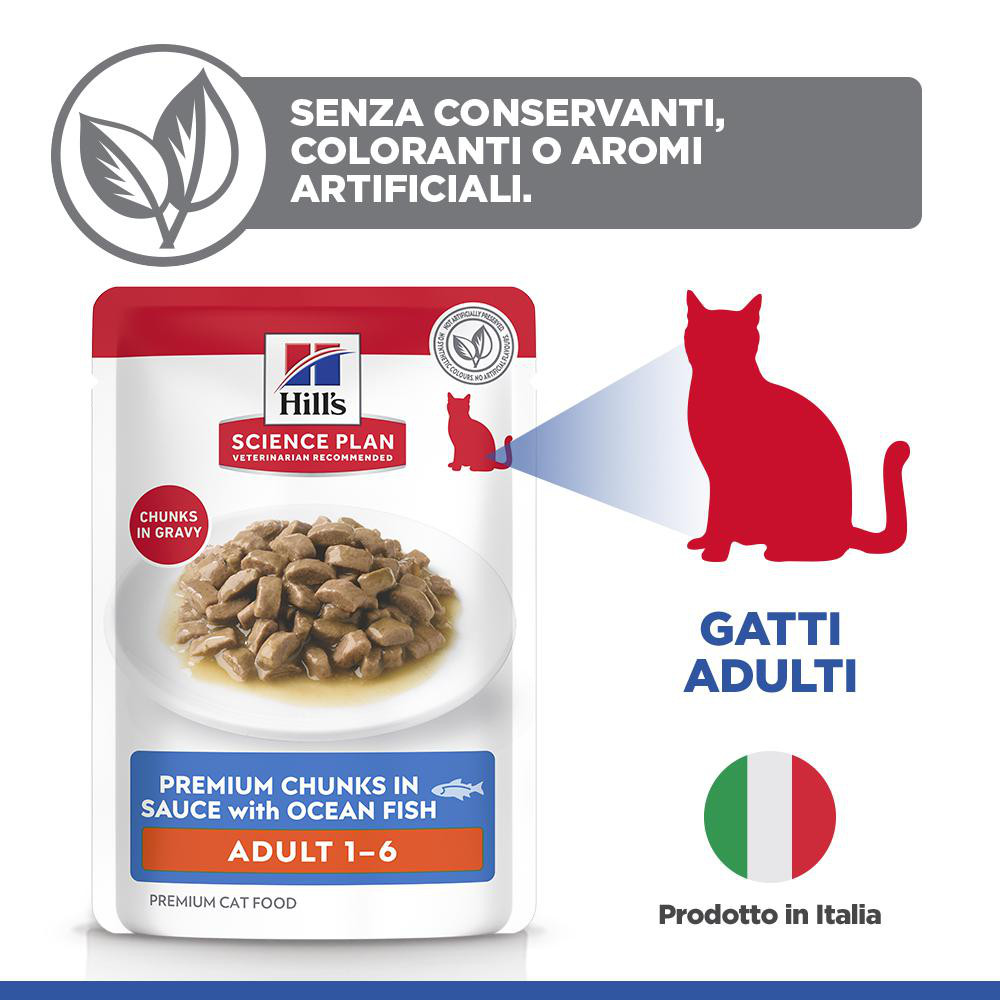 Hill’s Adult con pesce di mare cibo umido per gatto 85 g