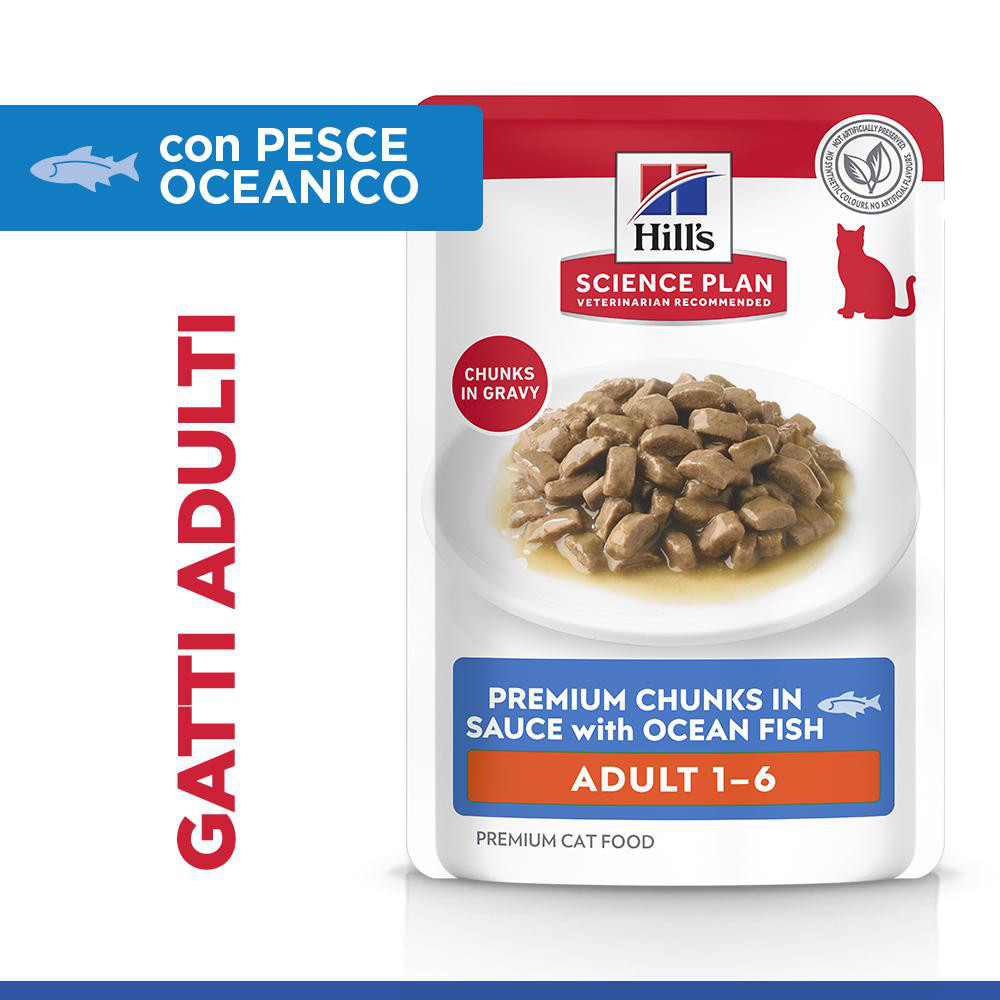 Hill’s Adult con pesce di mare cibo umido per gatto 85 g