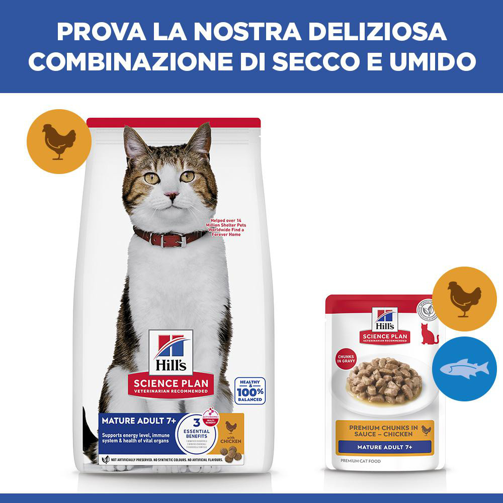 Hill's Mature Adult 7+ nat kattenvoer met kip maaltijdzakje multipack