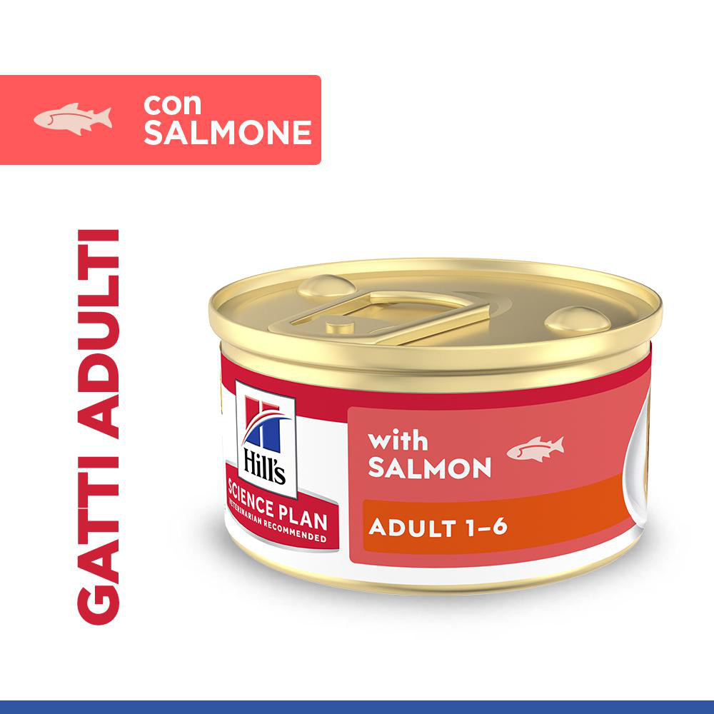 Hill's Adult cibo umido con salmone per gatto (mousse, lattine)