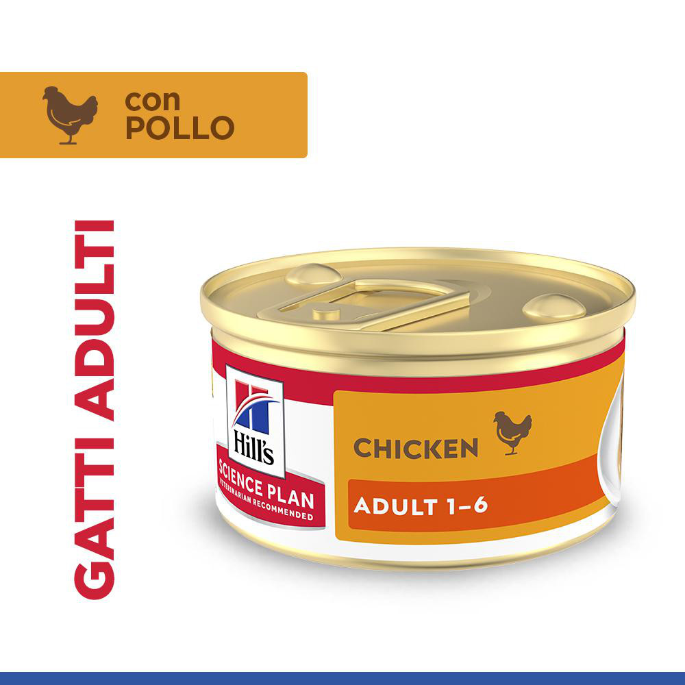 Hill's Adult cibo umido con pollo per gatto (mousse, lattine)