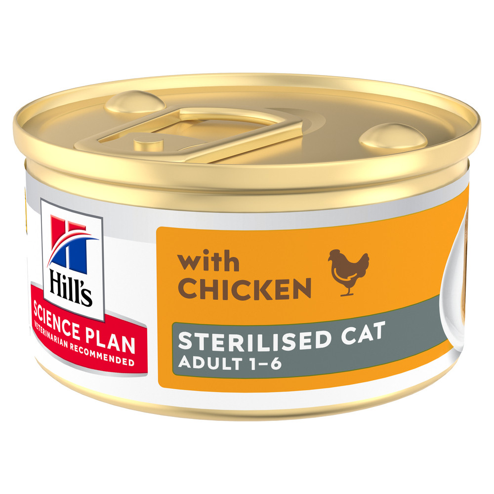 Hill's Adult Sterilised Cat cibo umido con pollo per gatto (mousse, lattine)