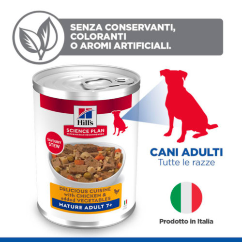 Hill's Mature Adult cibo umido con pollo & verdure per gatto (spezzatino, lattine)