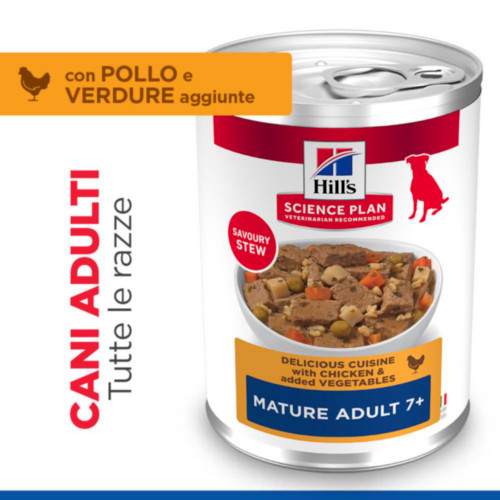 Hill's Mature Adult cibo umido con pollo & verdure per gatto (spezzatino, lattine)