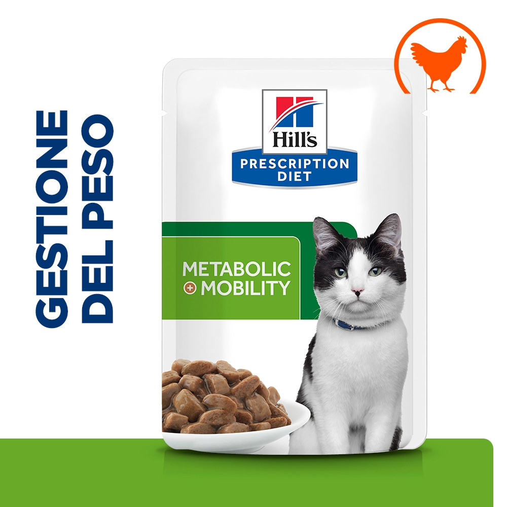 Hill's Prescription Diet J/D Weight Metabolic + Mobility con pollo cibo umido per gatti (bustine)