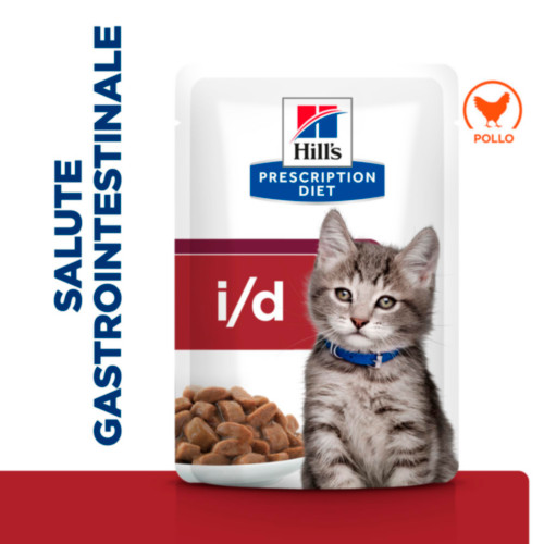 Hill's Prescription Diet Kitten I/D Digestive Care con pollo cibo umido per gatti (bustine)