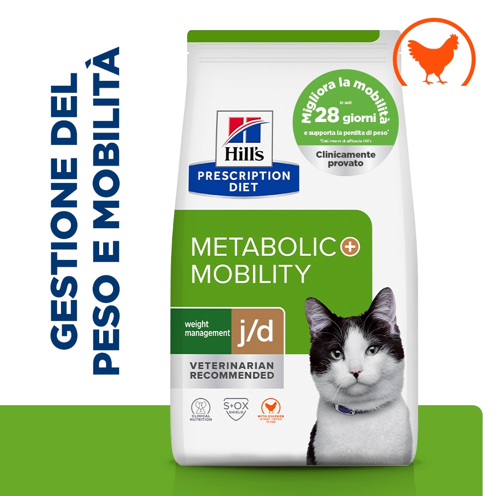 Hill's Prescription Diet J/D Weight Metabolic + Mobility con pollo per gatti